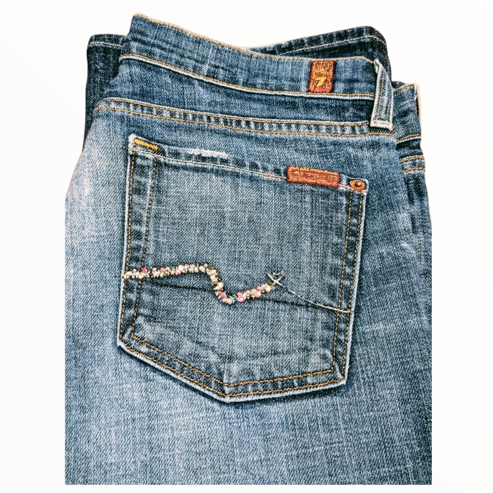 7 For All Mankind Swarovski Crystals Pocket Jeans Bootcut size 28